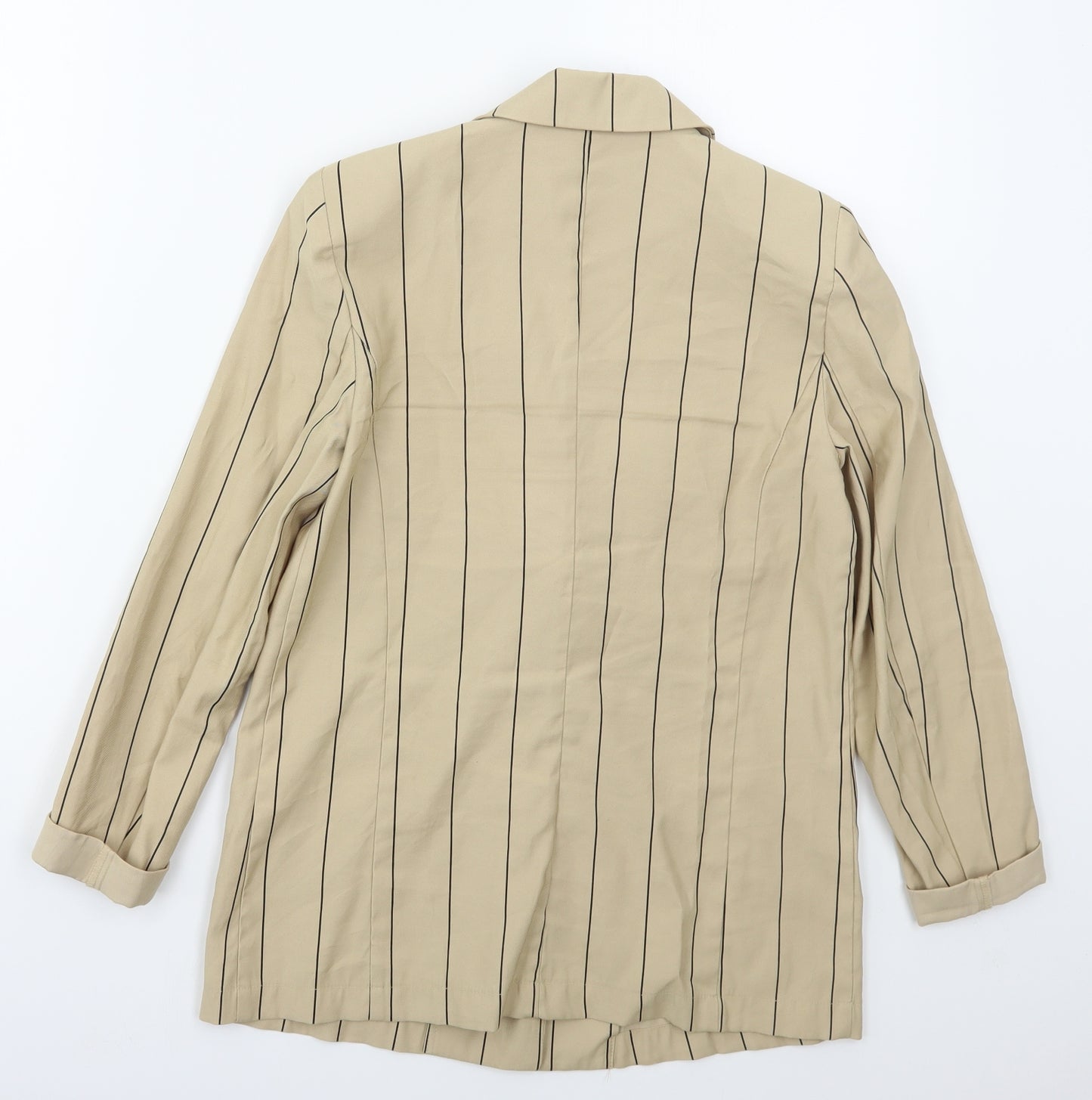 VERO MODA Womens Beige Striped Viscose Jacket Blazer Size 8