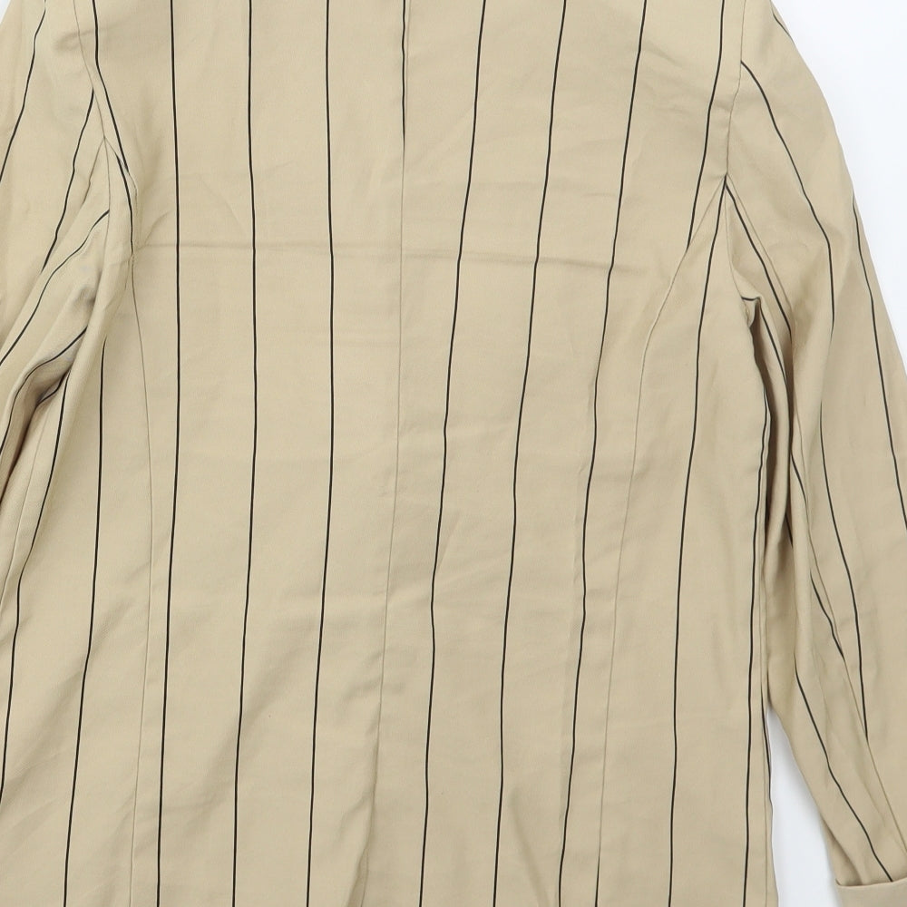 VERO MODA Womens Beige Striped Viscose Jacket Blazer Size 8