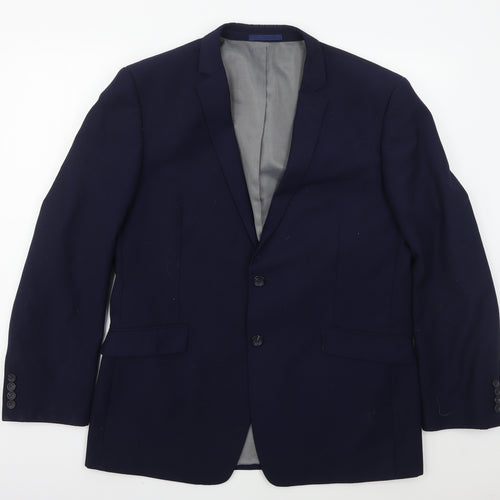 Burton Mens Blue  Polyester Jacket Suit Jacket Size 44
