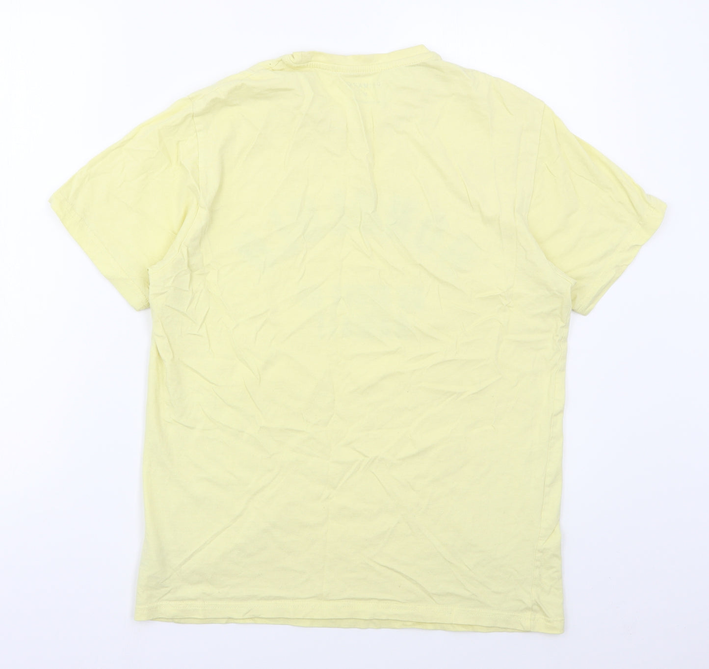 Primark Mens Yellow  Cotton  T-Shirt Size M Crew Neck  - Honolulu