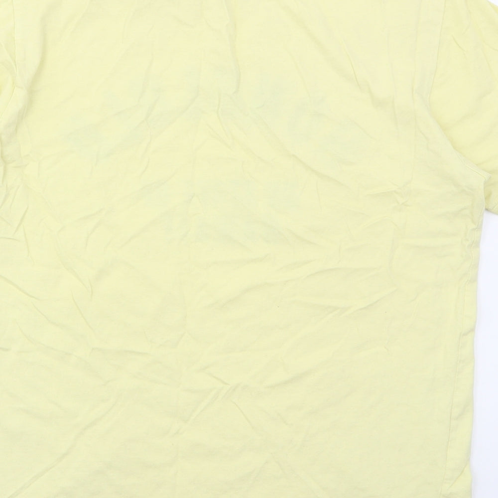 Primark Mens Yellow  Cotton  T-Shirt Size M Crew Neck  - Honolulu