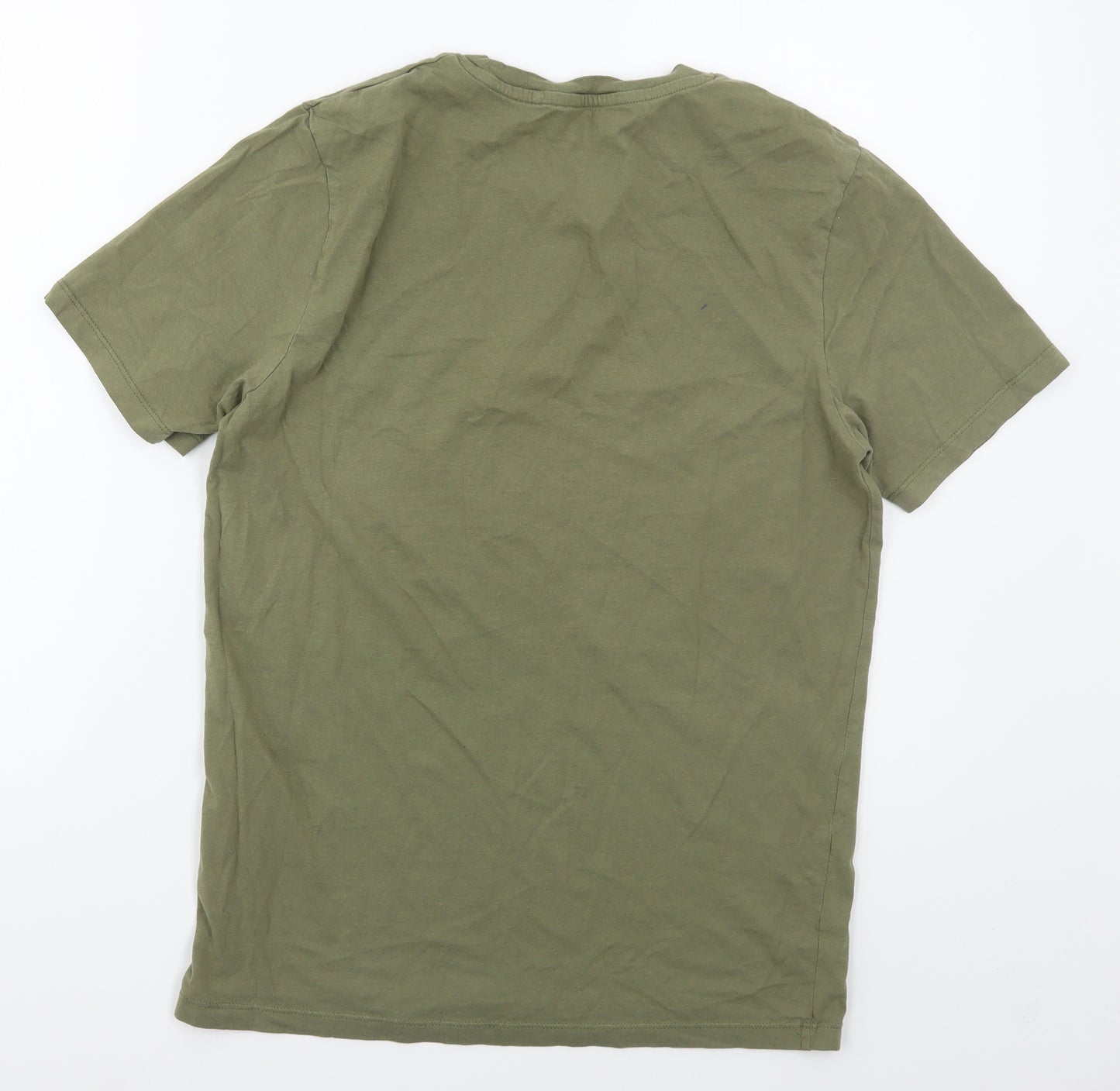 JACK & JONES Mens Green  Cotton  T-Shirt Size L Crew Neck