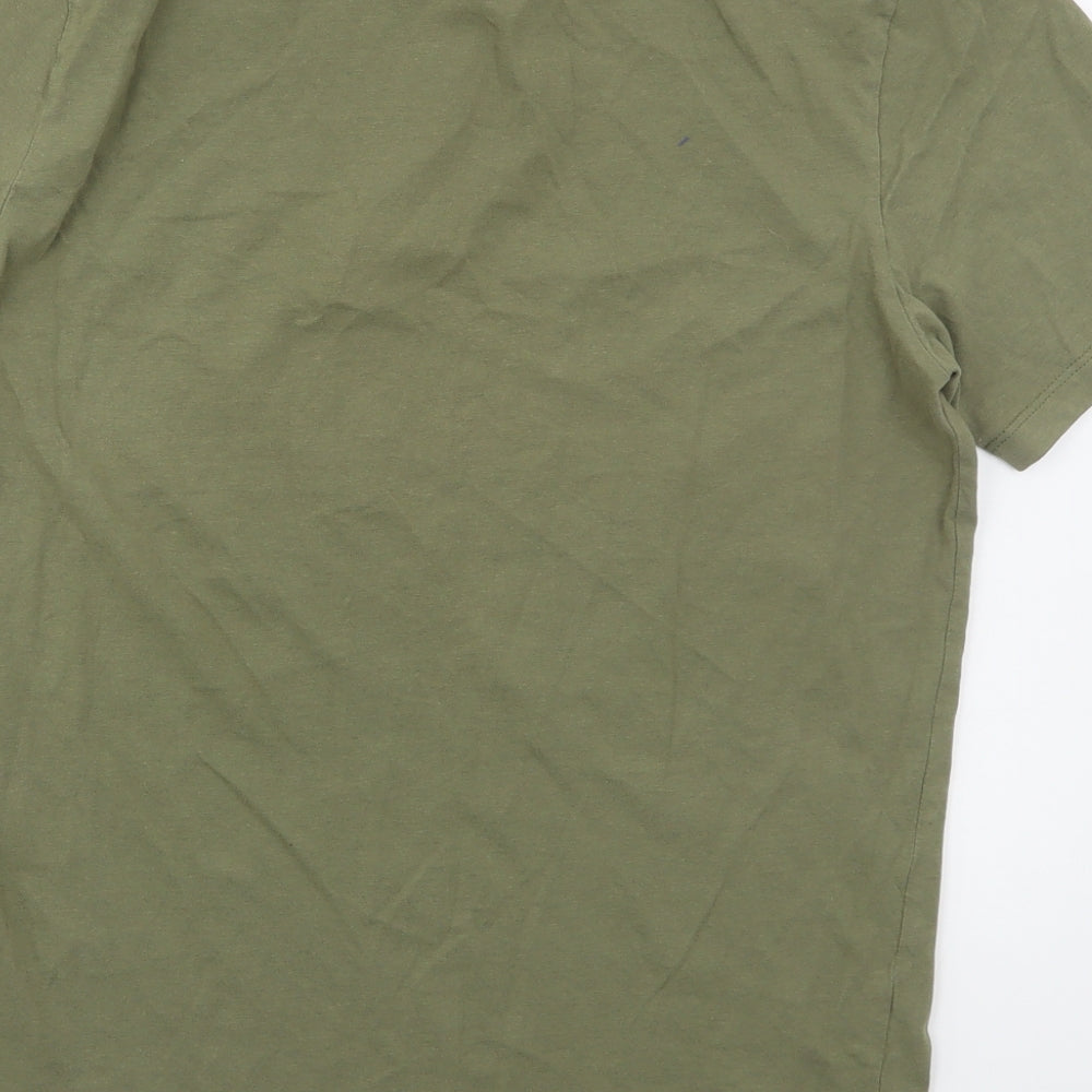 JACK & JONES Mens Green  Cotton  T-Shirt Size L Crew Neck