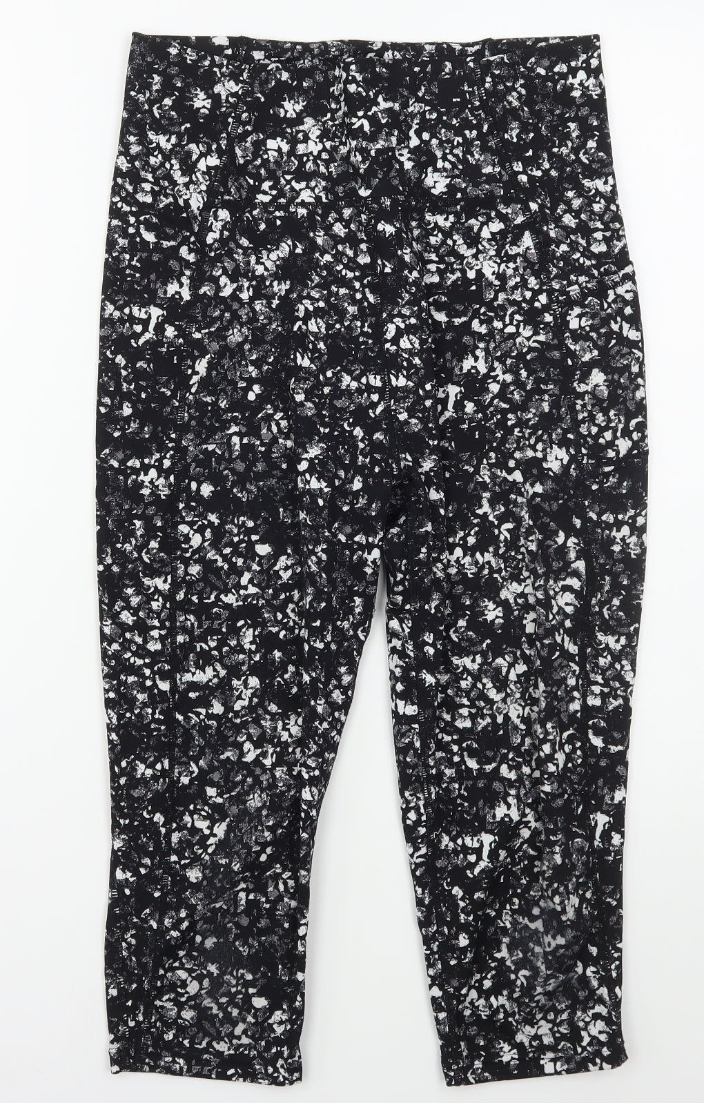 USA Pro Womens Black  Nylon Cropped Leggings Size 14 L18 in Regular  - Mottled Print
