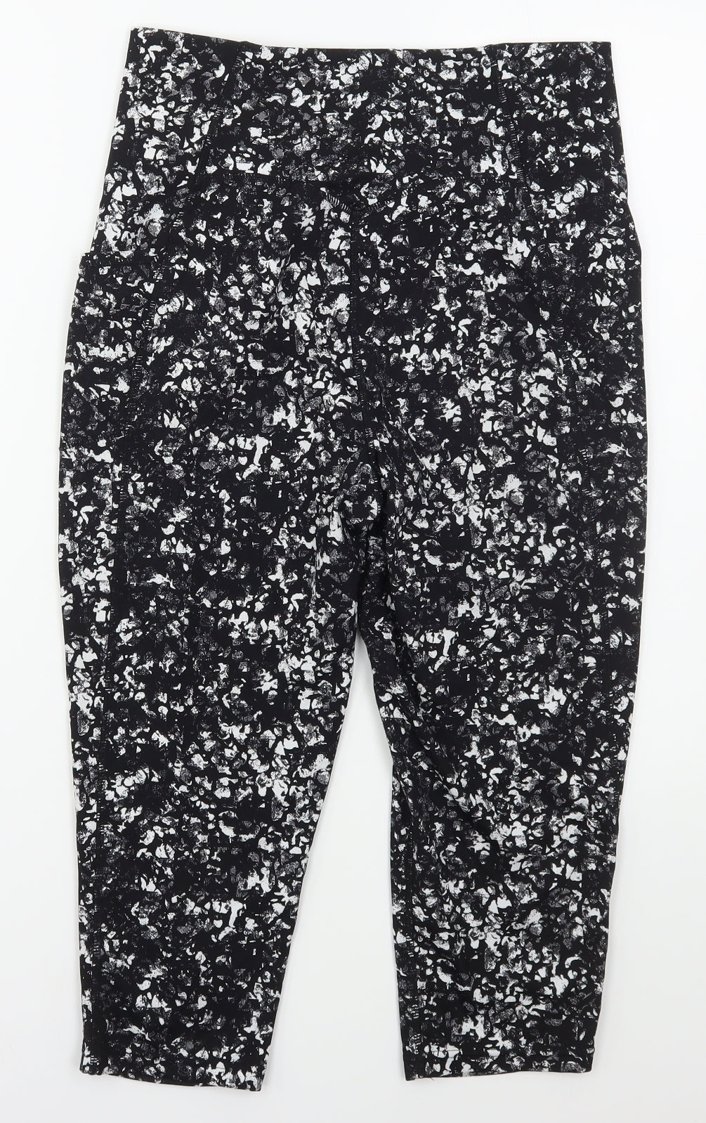 USA Pro Womens Black  Nylon Cropped Leggings Size 14 L18 in Regular  - Mottled Print