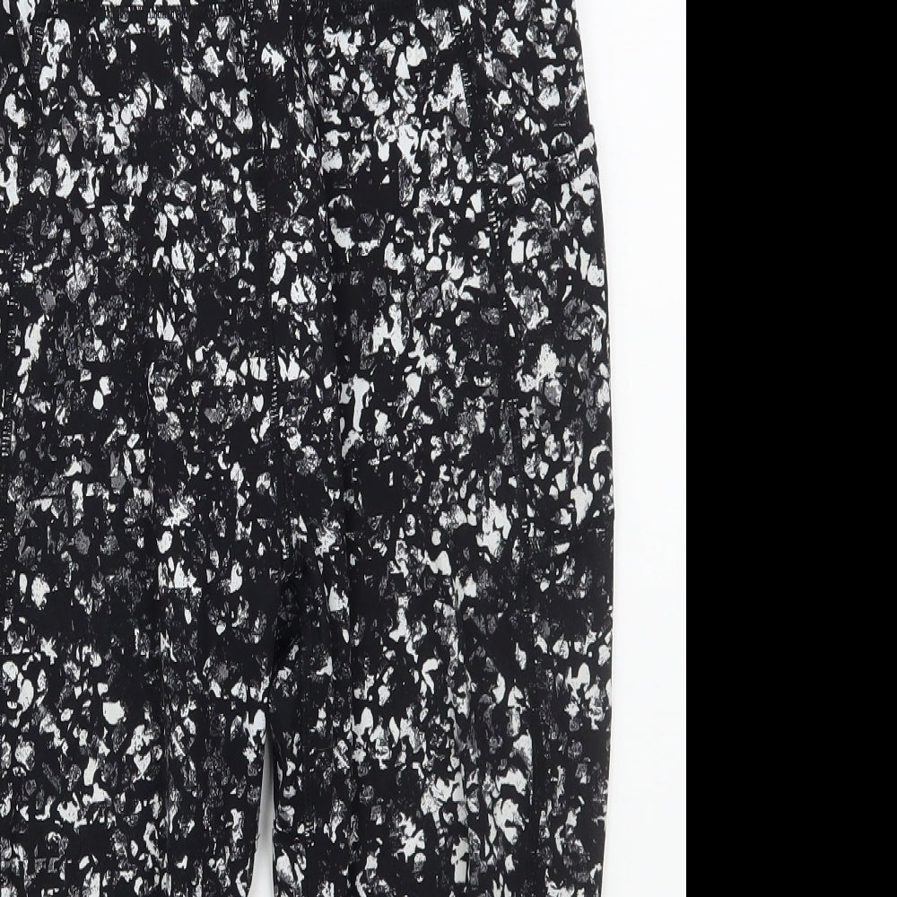 USA Pro Womens Black  Nylon Cropped Leggings Size 14 L18 in Regular  - Mottled Print