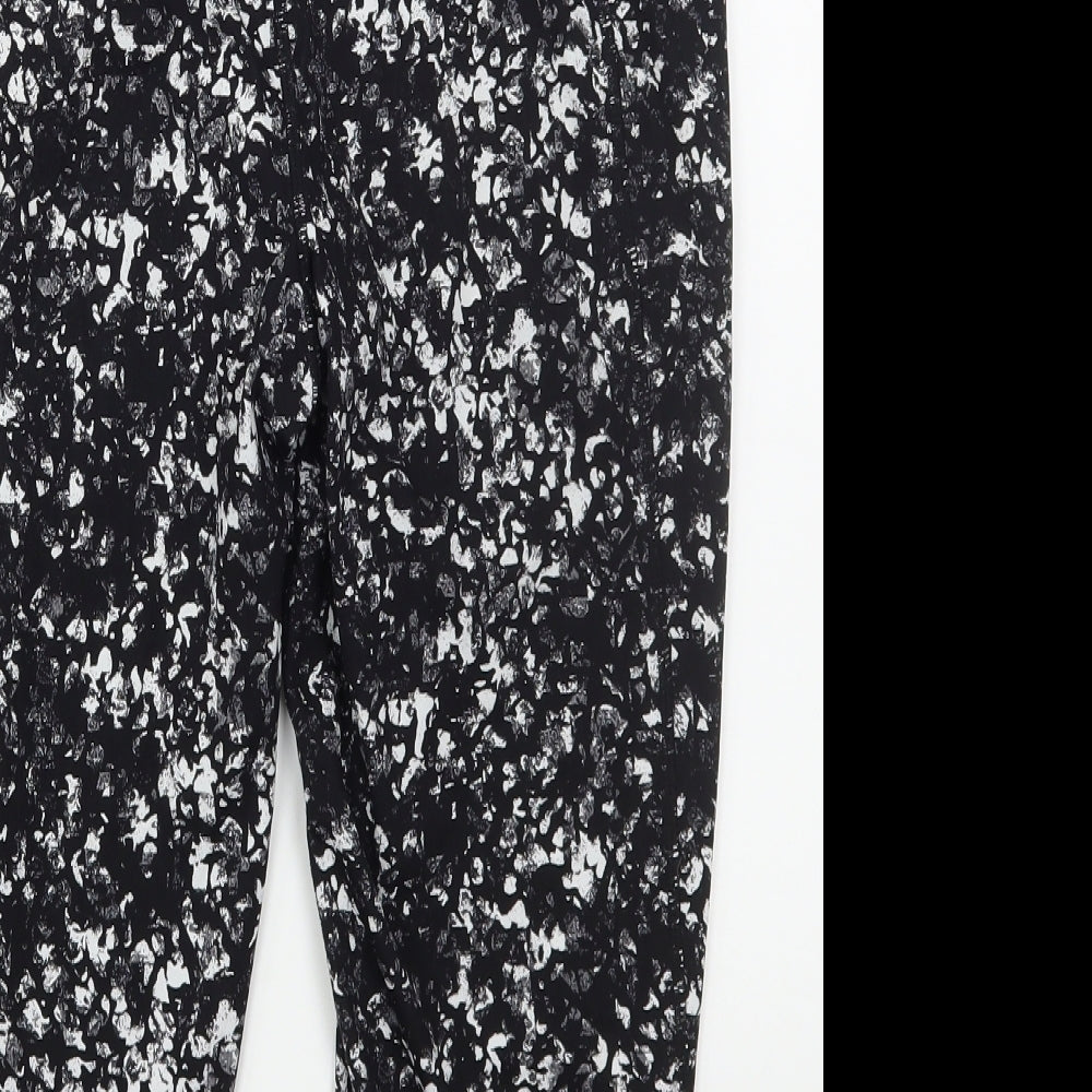 USA Pro Womens Black  Nylon Cropped Leggings Size 14 L18 in Regular  - Mottled Print