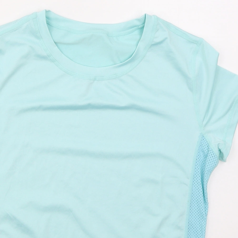 SheIn Womens Blue  Polyester Basic T-Shirt Size L Crew Neck Pullover