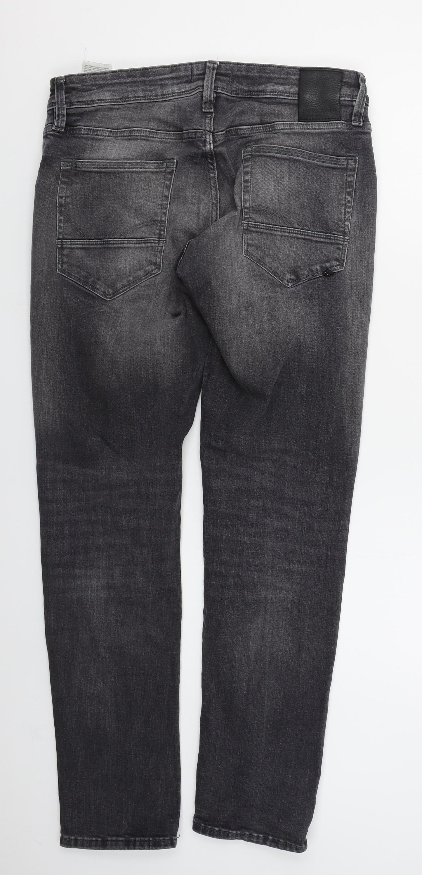 JACK & JONES Mens Grey  Cotton Bootcut Jeans Size 32 L31 in Regular Button