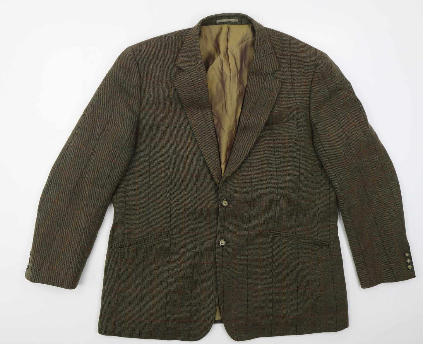 Brook Taverner Mens Green Check Wool Jacket Suit Jacket Size 44