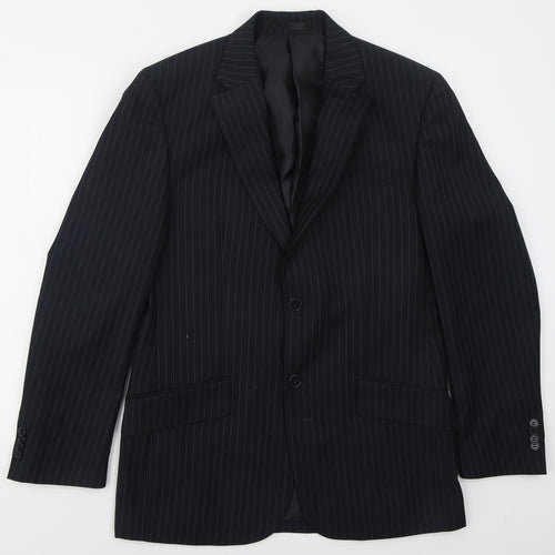 F&F Mens Blue Striped Polyester Jacket Suit Jacket Size 36