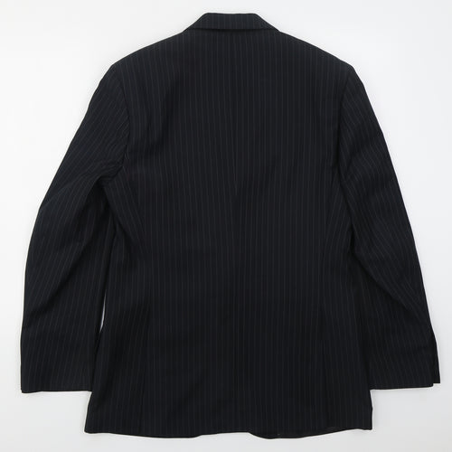 F&F Mens Blue Striped Polyester Jacket Suit Jacket Size 36