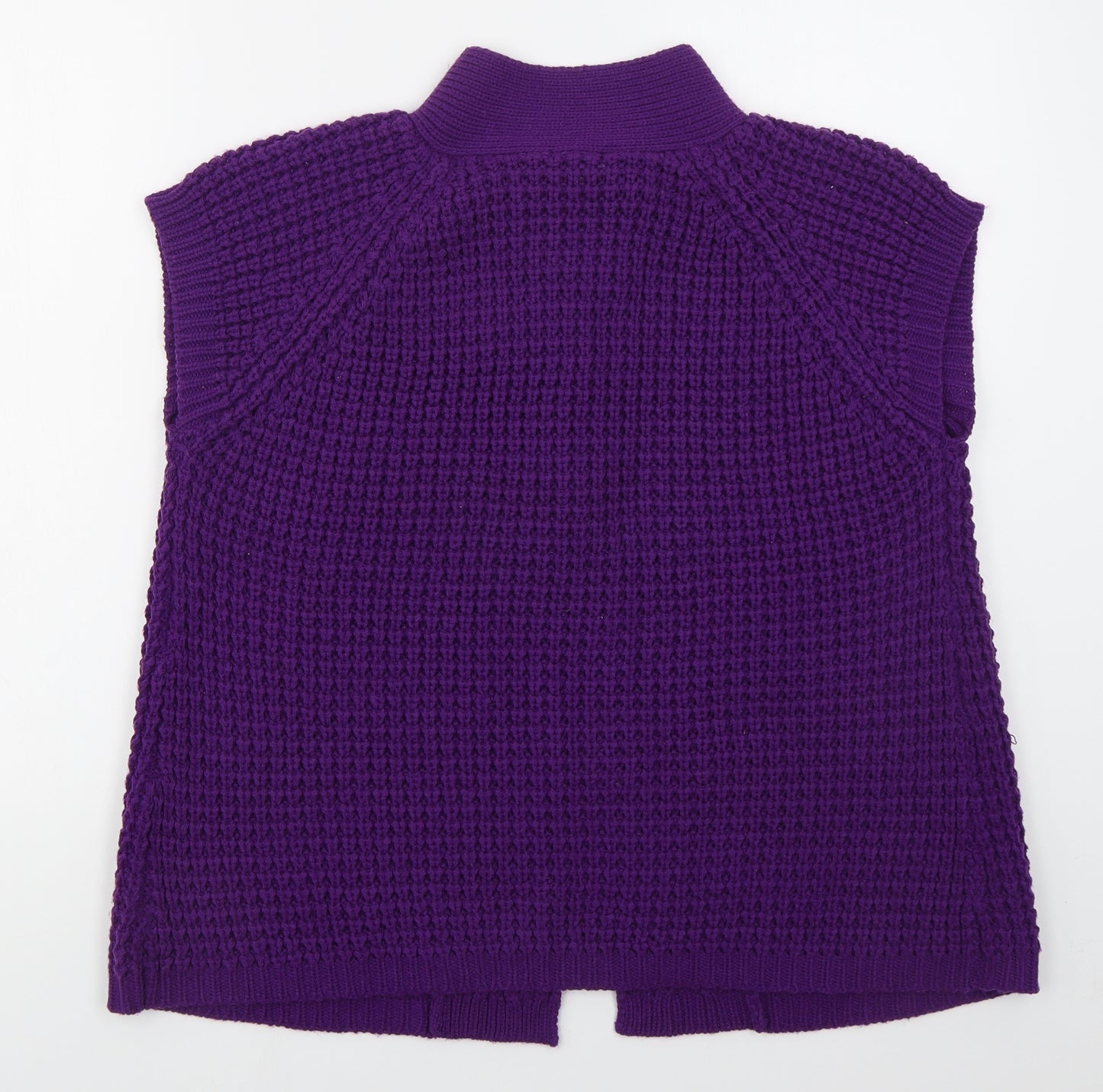 Text Womens Purple Mock Neck  Acrylic Cardigan Jumper Size XL