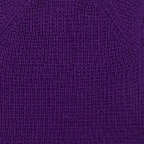 Text Womens Purple Mock Neck  Acrylic Cardigan Jumper Size XL