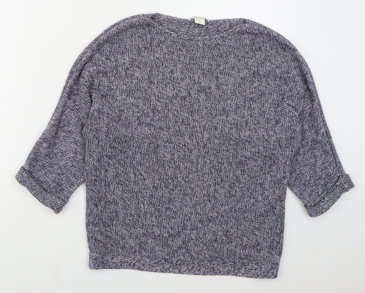 H&M Womens Blue Boat Neck Acrylic Pullover Jumper Size XS