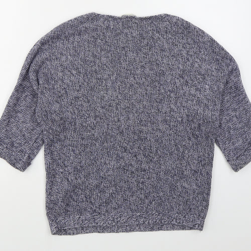 H&M Womens Blue Boat Neck  Acrylic Pullover Jumper Size XS