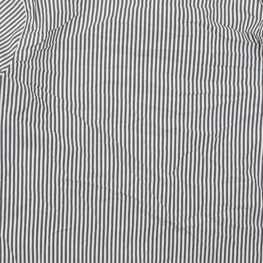 New Look Womens Grey Striped Cotton Basic Button-Up Size 16 Collared