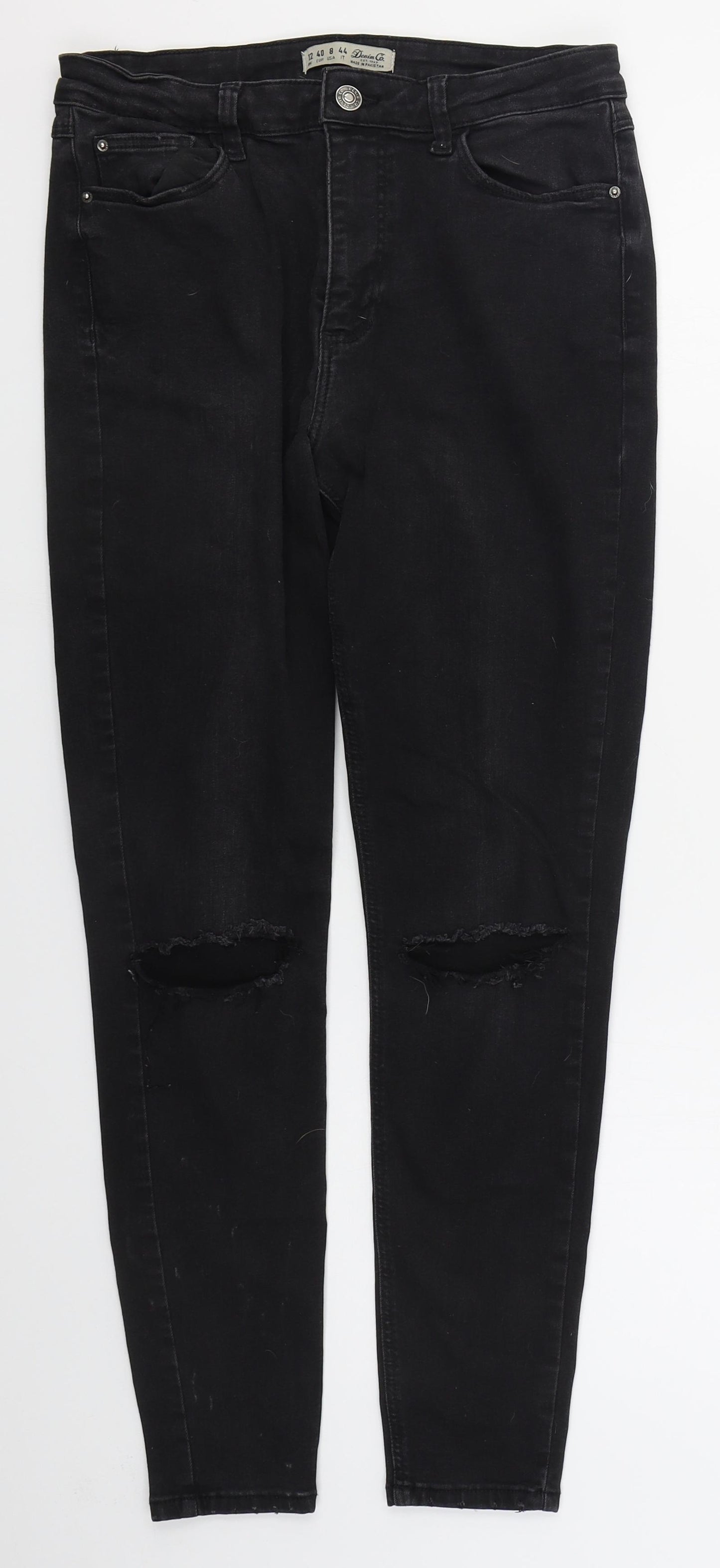 Zara Womens Black  Cotton Skinny Jeans Size 12 L27 in Regular Button