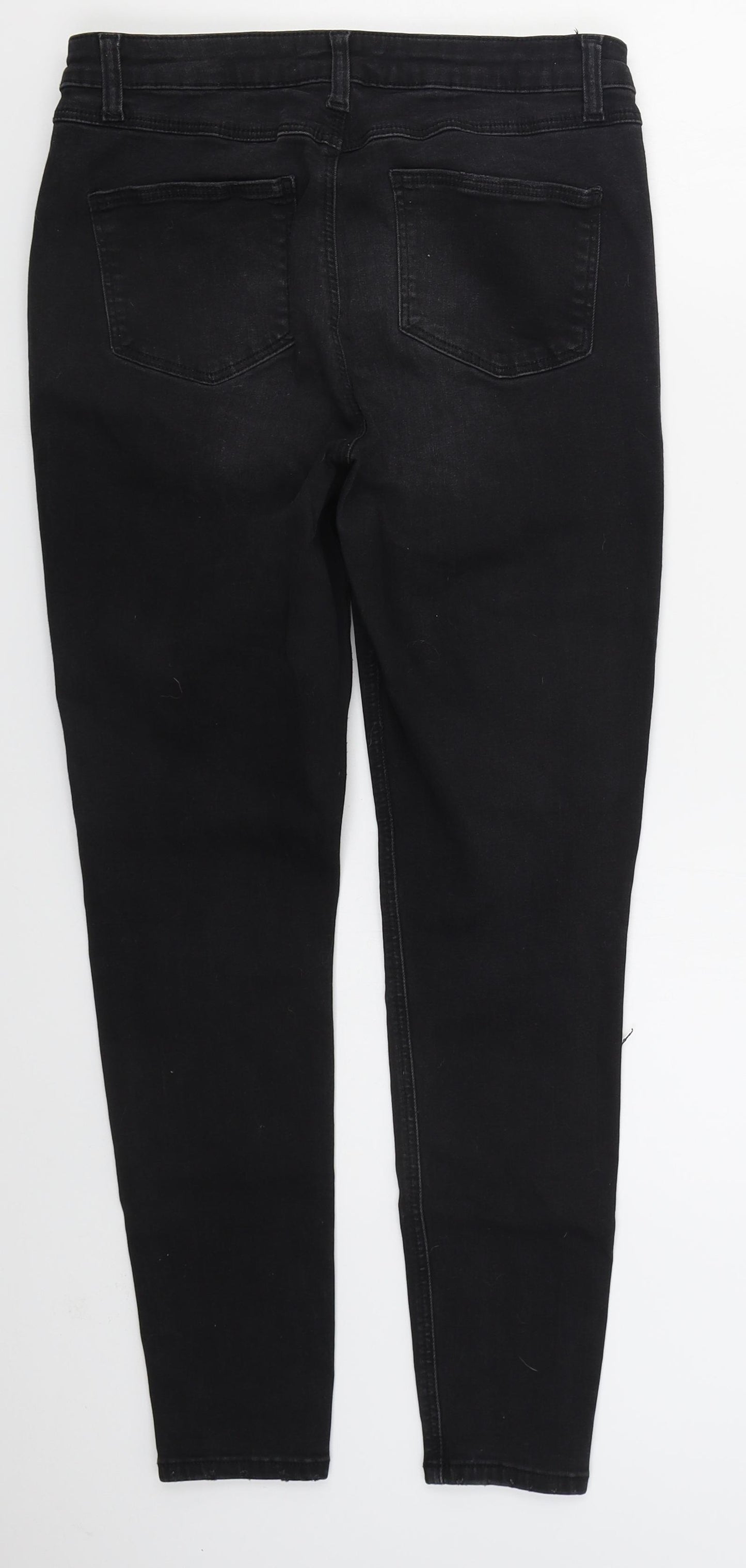 Zara Womens Black  Cotton Skinny Jeans Size 12 L27 in Regular Button