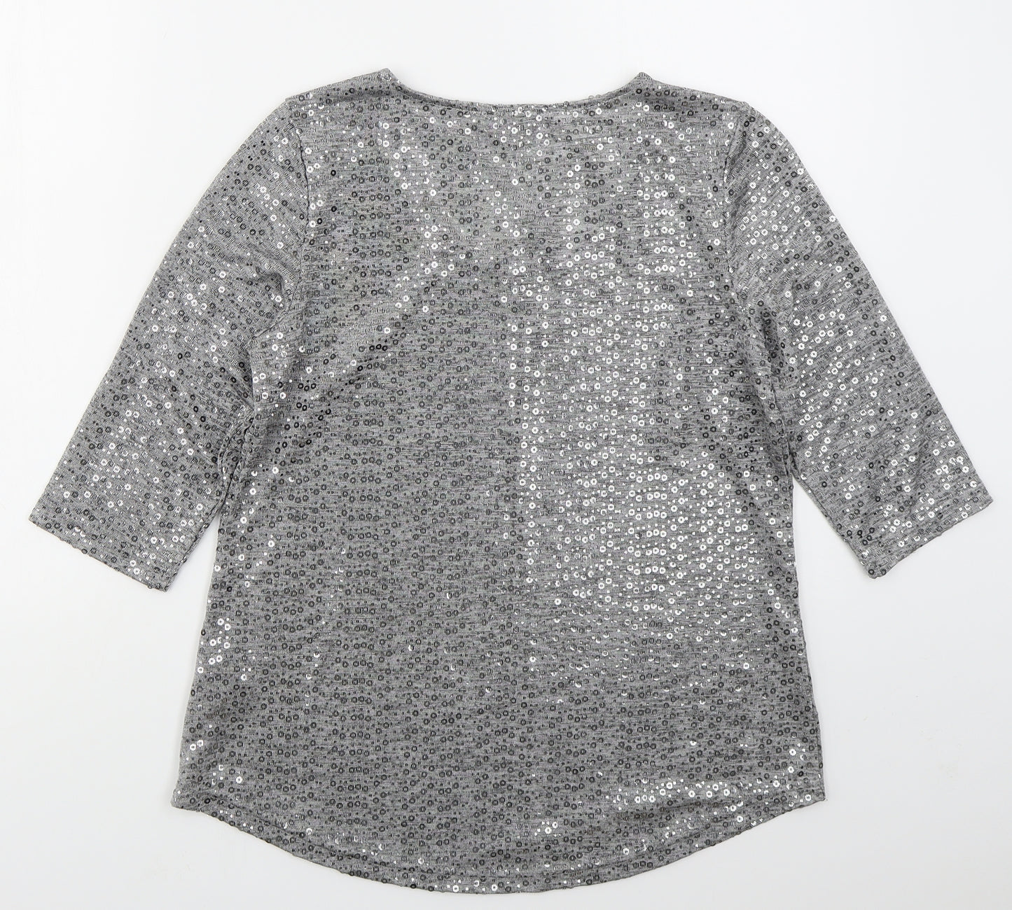 Klass Womens Grey  Polyester Basic T-Shirt Size M Round Neck