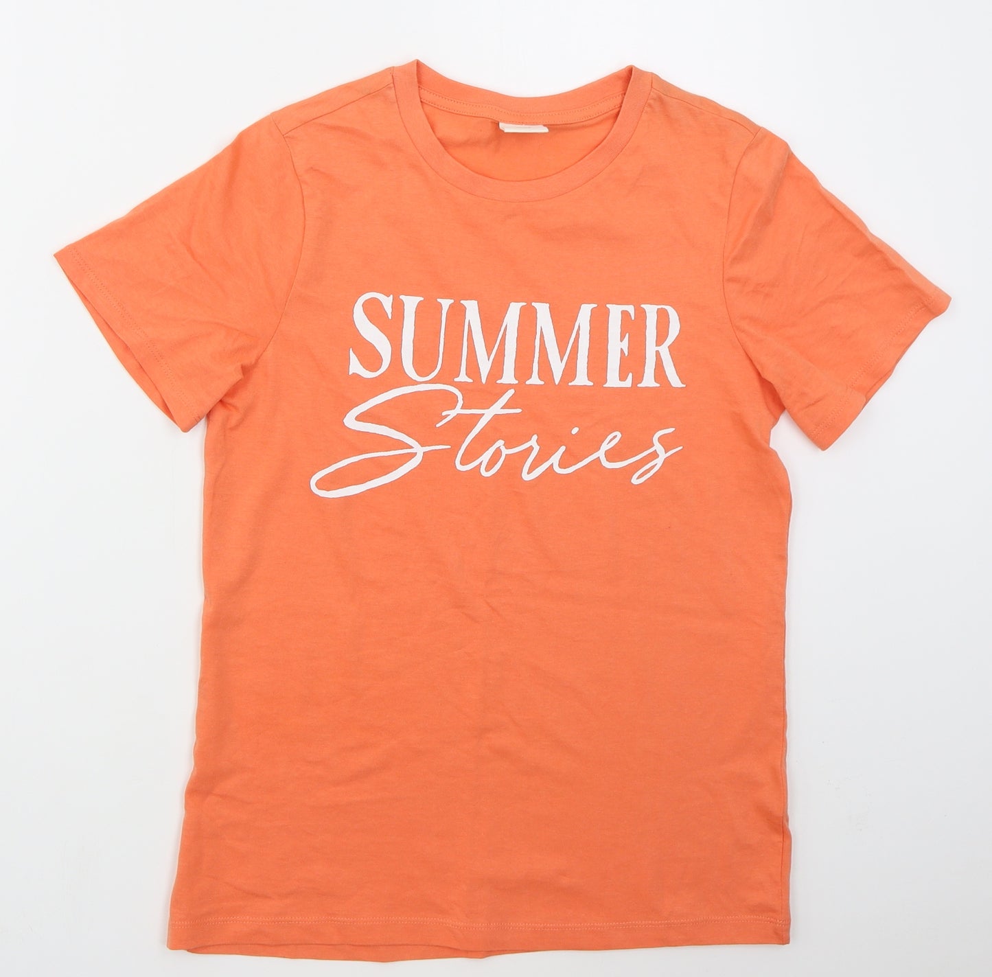 H&M Womens Orange  Cotton Basic T-Shirt Size M Crew Neck - Summer Stories