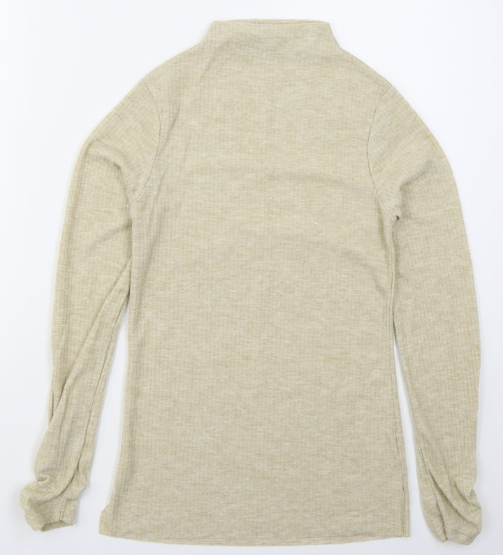 River Island Womens Beige Mock Neck Polyester Pullover Jumper Size S
