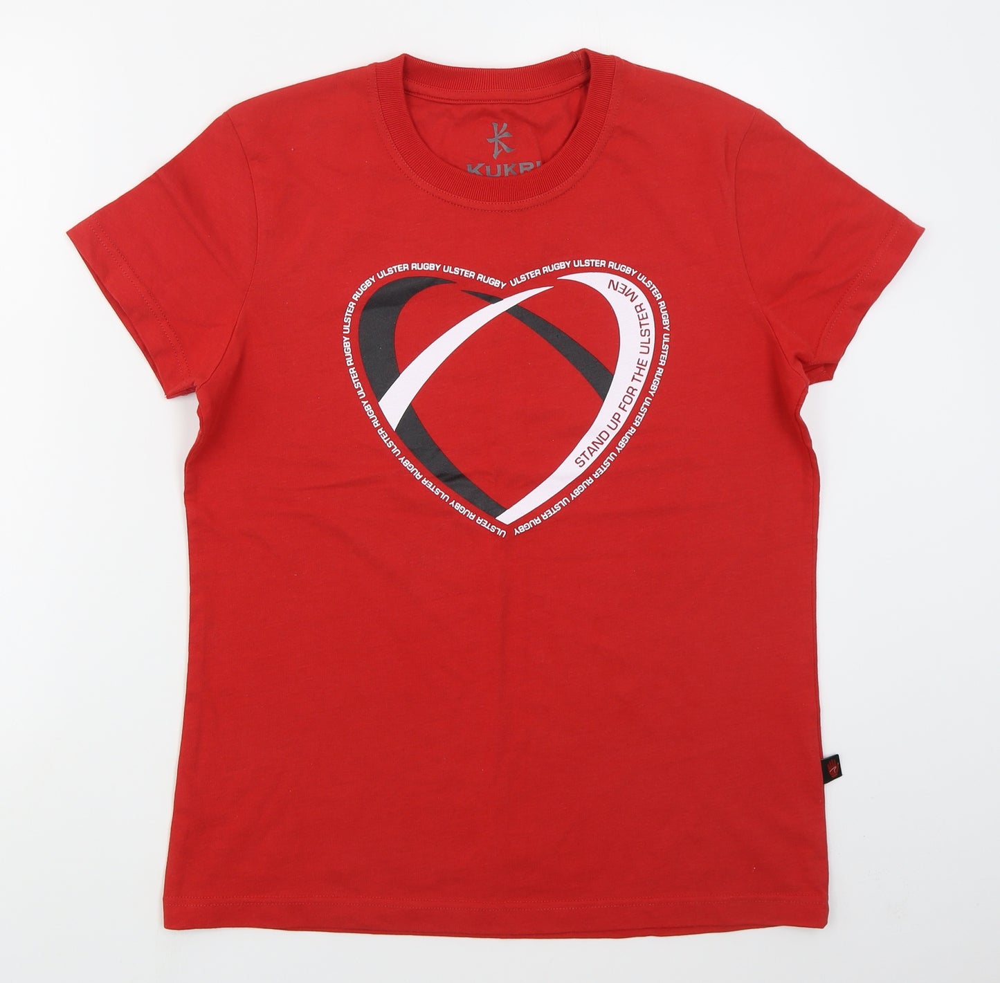 Kukri Womens Red  Cotton Basic T-Shirt Size 14 Crew Neck - Heart