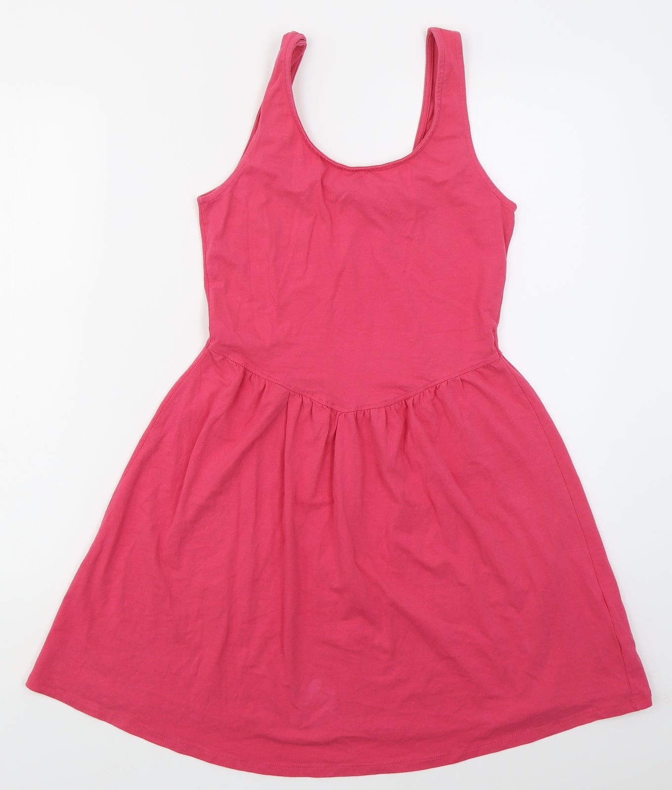 New Look Womens Pink  Cotton Skater Dress  Size 10  Scoop Neck Pullover