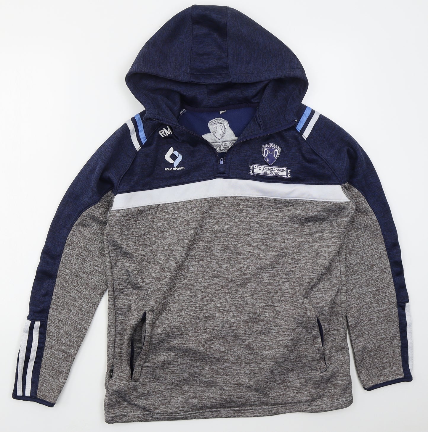 Preworn Mens Grey  Polyester Pullover Hoodie Size M   - AFC Dungannon 2020