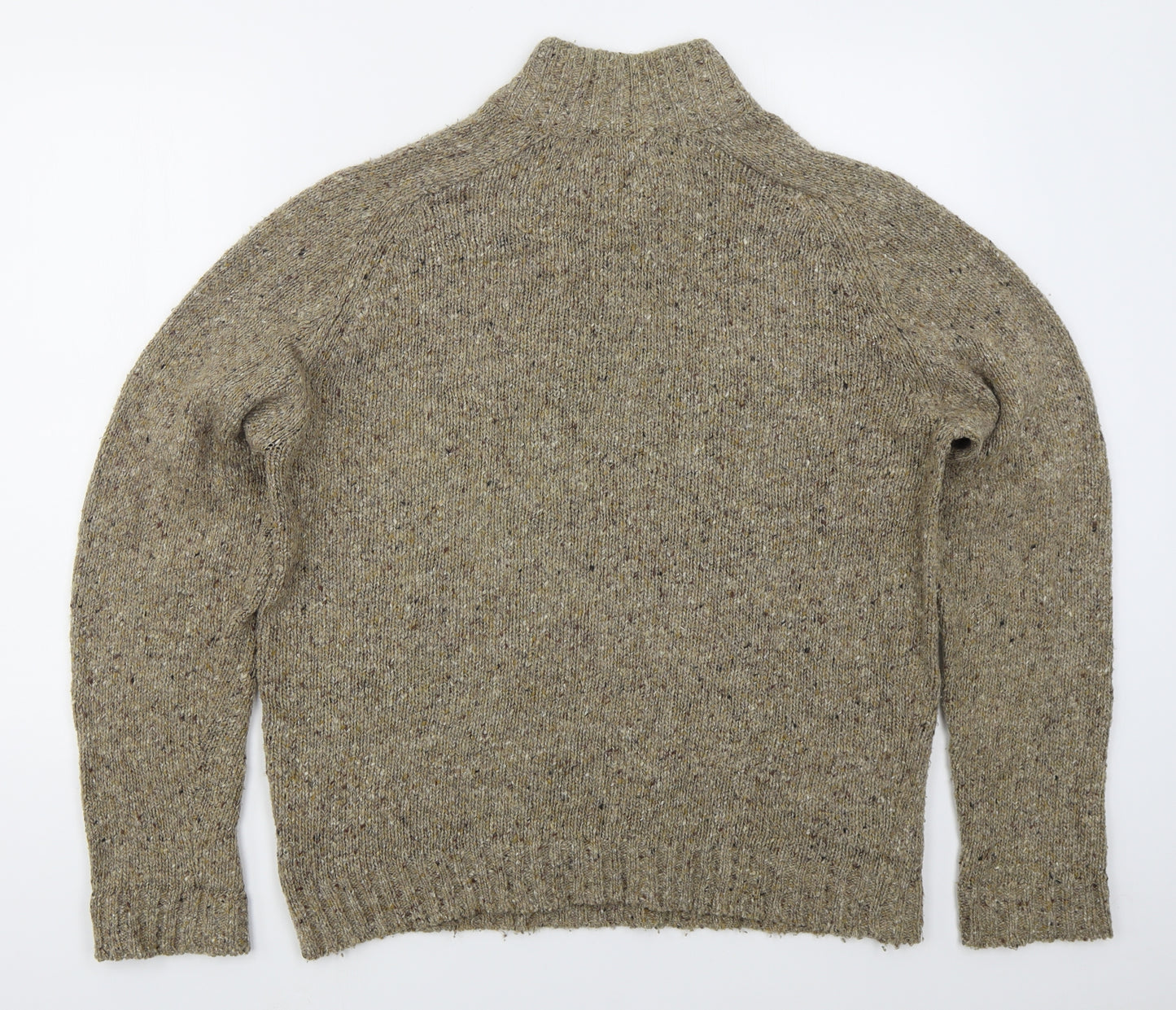 James Pringle Mens Beige Mock Neck  Acrylic Pullover Jumper Size S