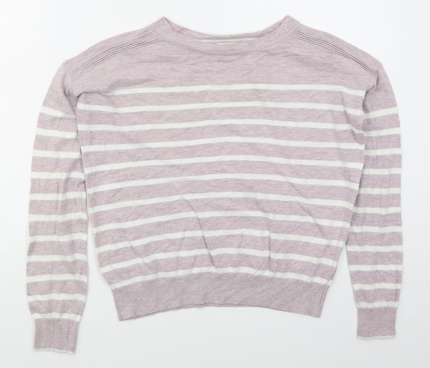 NEXT Womens Pink Crew Neck Striped Cotton Pullover Jumper Size 6