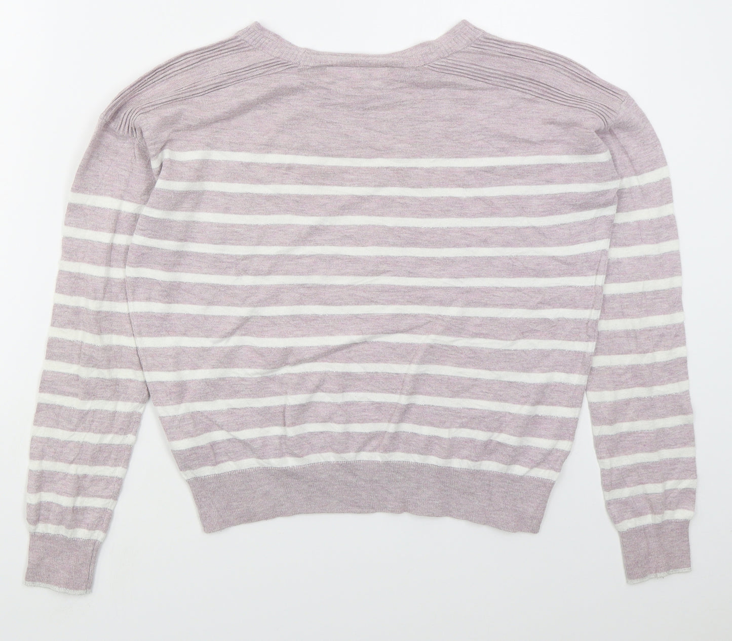 NEXT Womens Pink Crew Neck Striped Cotton Pullover Jumper Size 6
