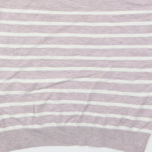 NEXT Womens Pink Crew Neck Striped Cotton Pullover Jumper Size 6