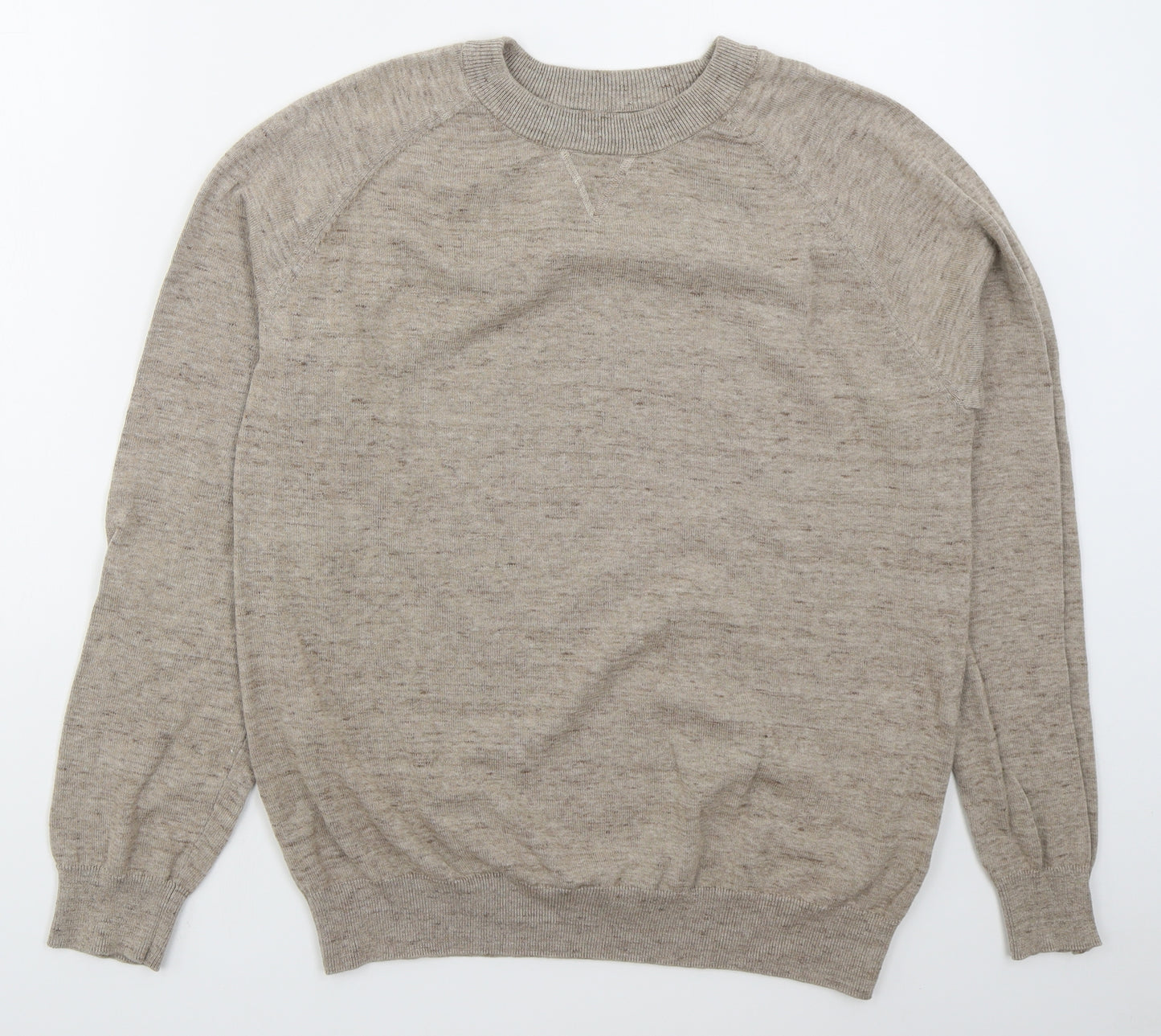 Primark Mens Beige Crew Neck  Cotton Pullover Jumper Size L