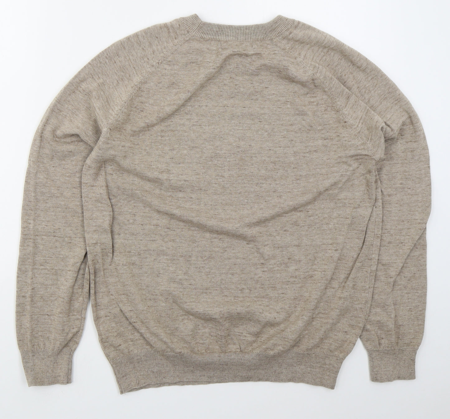 Primark Mens Beige Crew Neck  Cotton Pullover Jumper Size L
