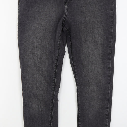 Denim Co Womens Grey  Cotton Skinny Jeans Size 14 L26 in Regular Button