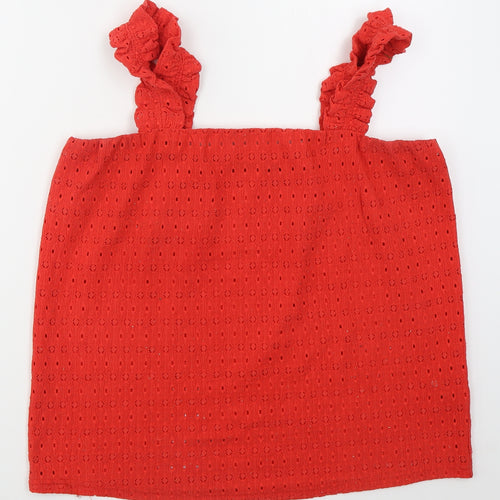 Dunnes Womens Red  Polyester Basic Tank Size M Square Neck