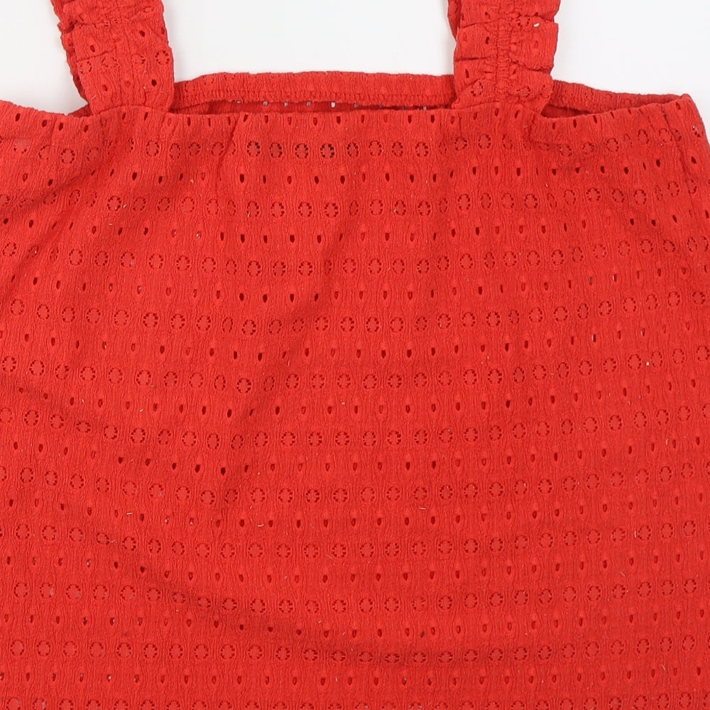 Dunnes Womens Red  Polyester Basic Tank Size M Square Neck