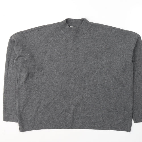 H&M Womens Grey High Neck  Viscose Pullover Jumper Size M