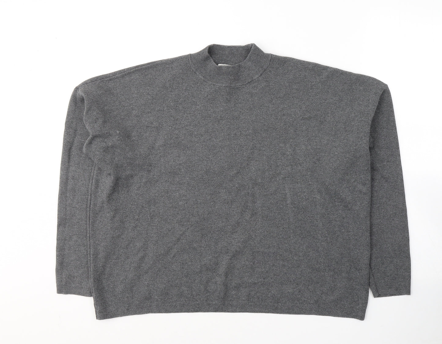 H&M Womens Grey High Neck  Viscose Pullover Jumper Size M