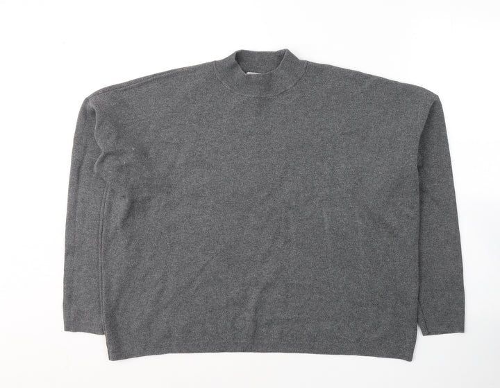 H&M Womens Grey High Neck  Viscose Pullover Jumper Size M