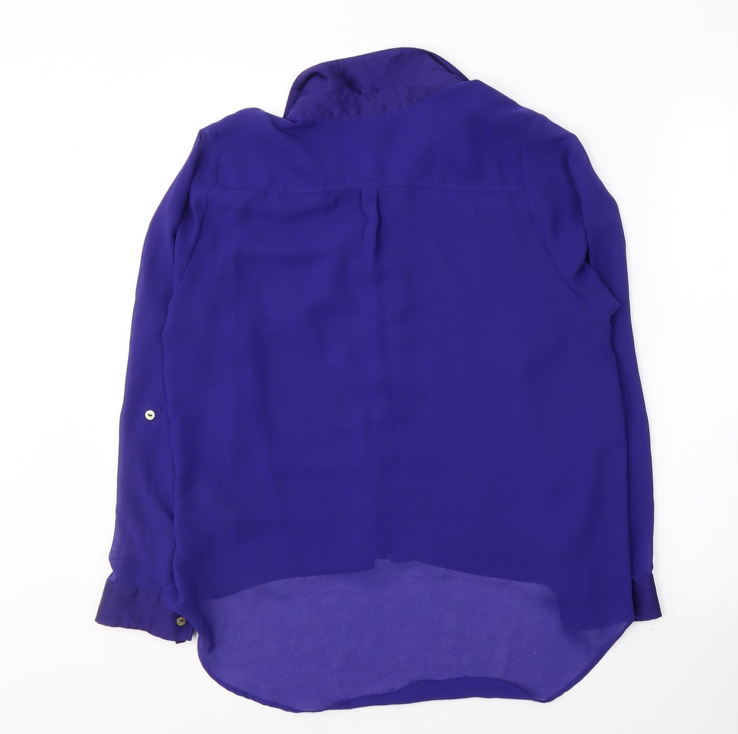 H&M Womens Blue  Polyester Basic Button-Up Size 8 Collared