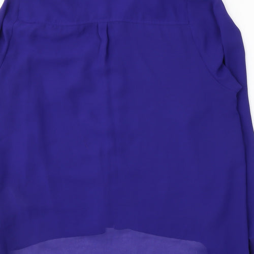 H&M Womens Blue  Polyester Basic Button-Up Size 8 Collared