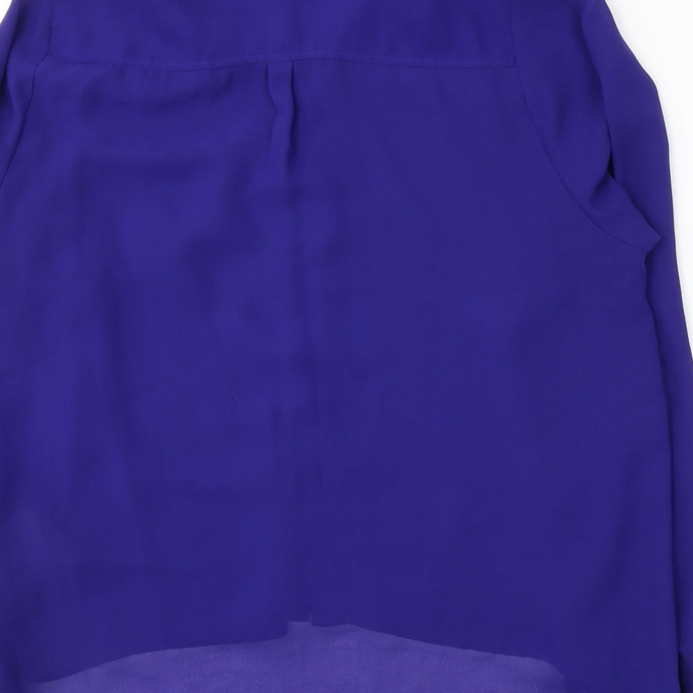 H&M Womens Blue  Polyester Basic Button-Up Size 8 Collared