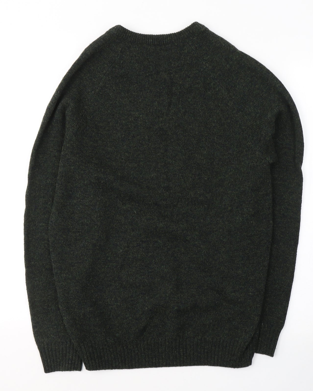 Easy Mens Green V-Neck  Wool Pullover Jumper Size S