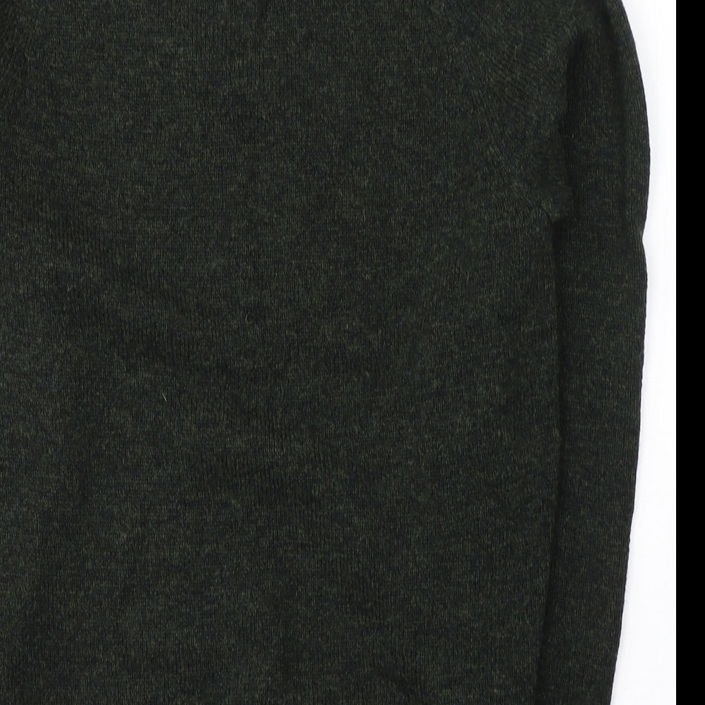 Easy Mens Green V-Neck  Wool Pullover Jumper Size S