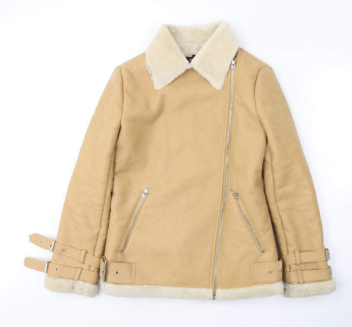 Missguided Womens Beige Jacket Coat Size 4 Zip
