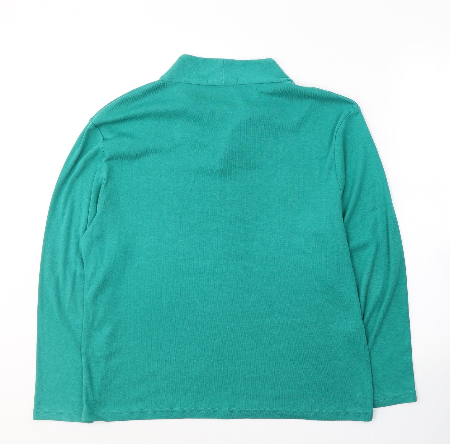 Poppy Womens Green V-Neck  Cotton Pullover Jumper Size 20