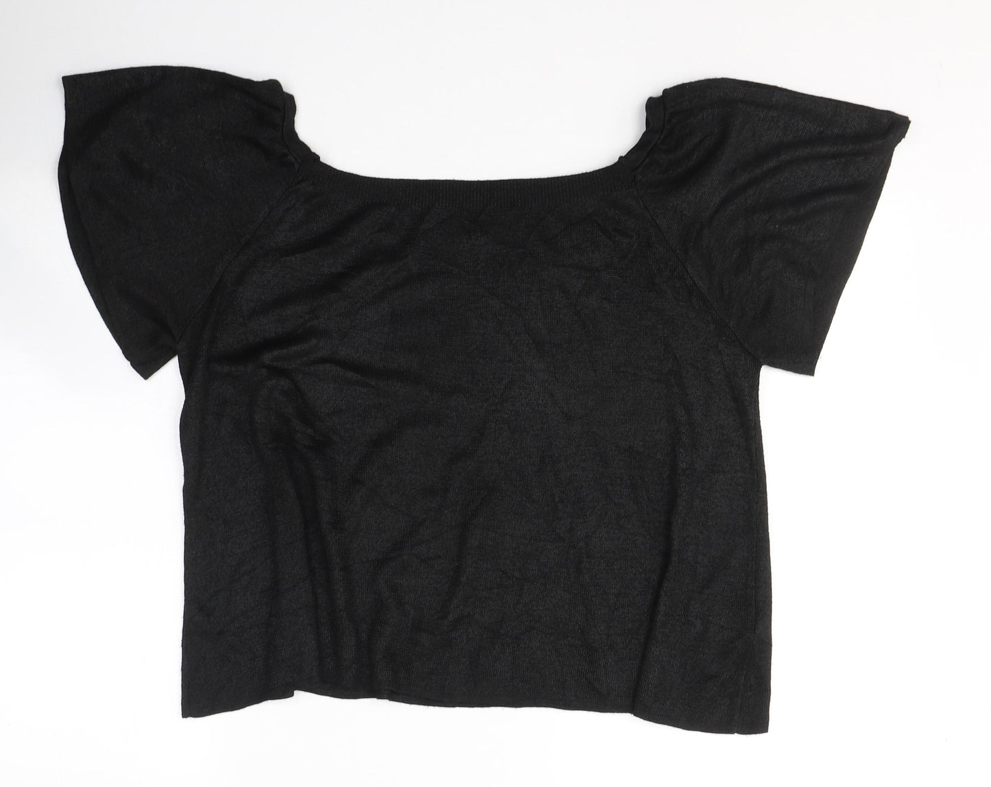 TU Womens Black  Acrylic Jersey T-Shirt Size 18 Square Neck