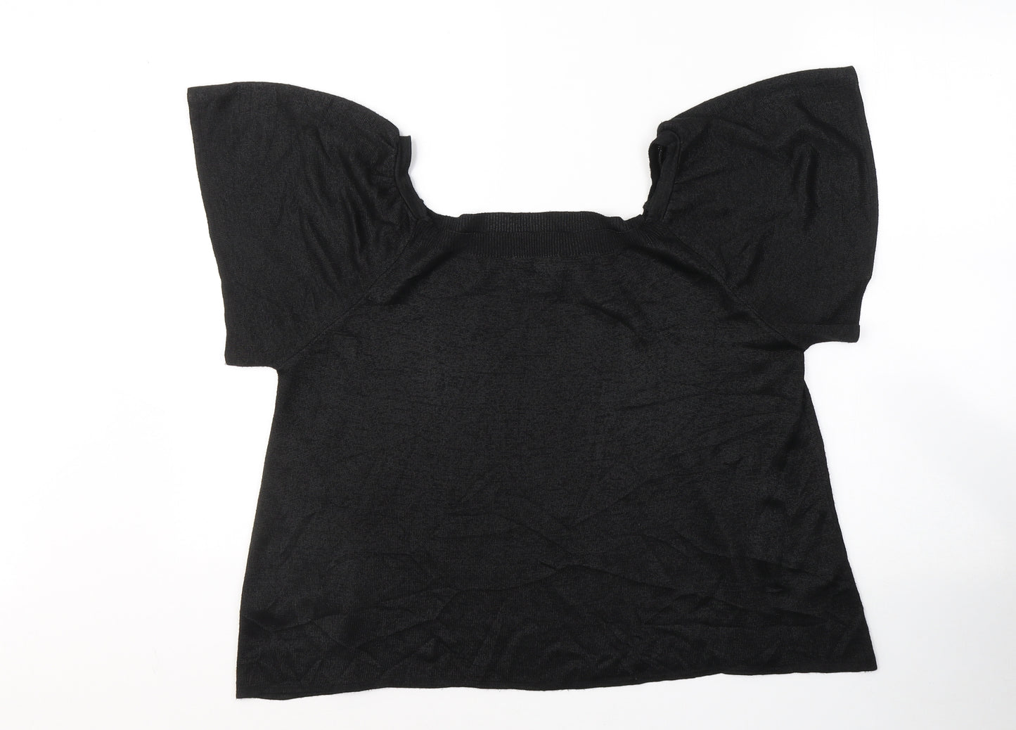 TU Womens Black  Acrylic Jersey T-Shirt Size 18 Square Neck